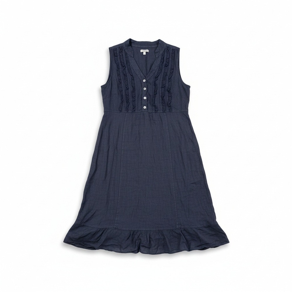 LINA TOMEI Women's Sleeveless Button Front Midi Dress Blue Size S Made in‎ Italy
